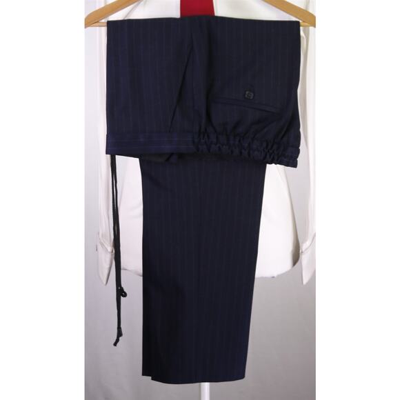 The Savile Row Company Navy Blue Pinstripe Fairfax Suit Drawstring Waist 44R - Picture 9 of 9